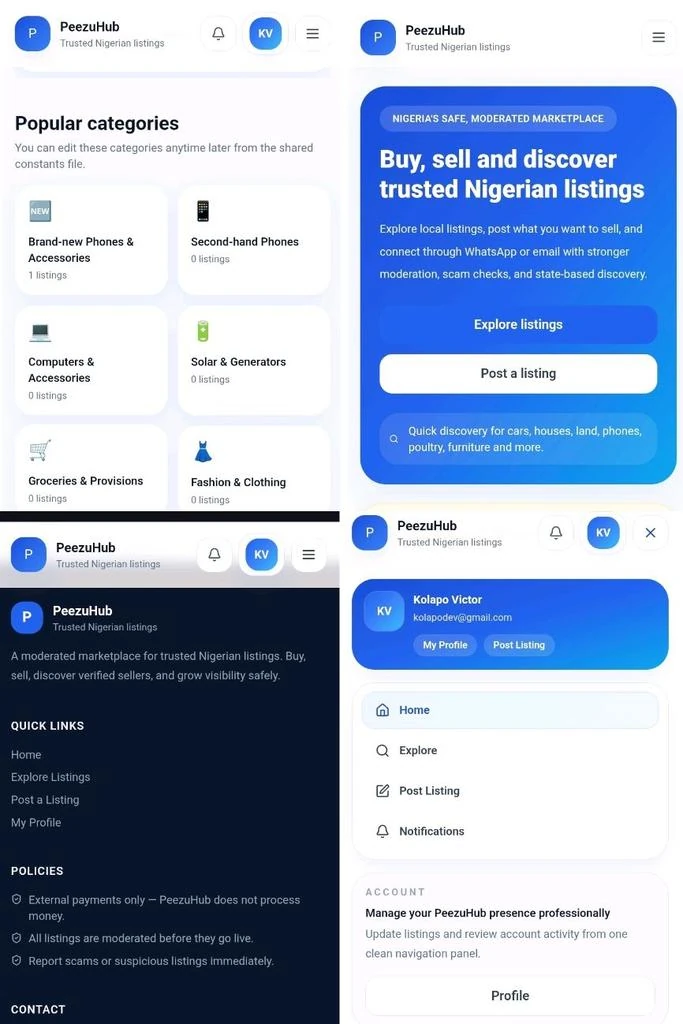 PeezuHub marketplace project preview