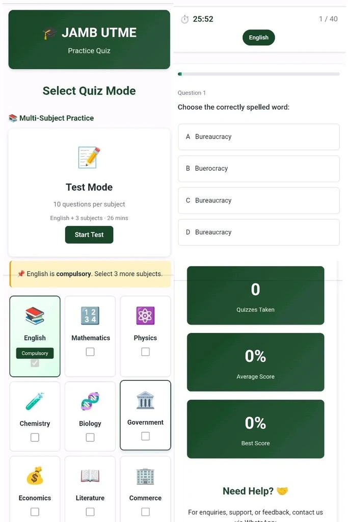 Quiz Website project preview